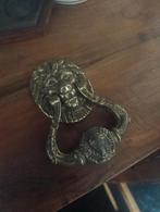 Zware antieke koperen deurklopper met leeuwenkop, Ophalen of Verzenden