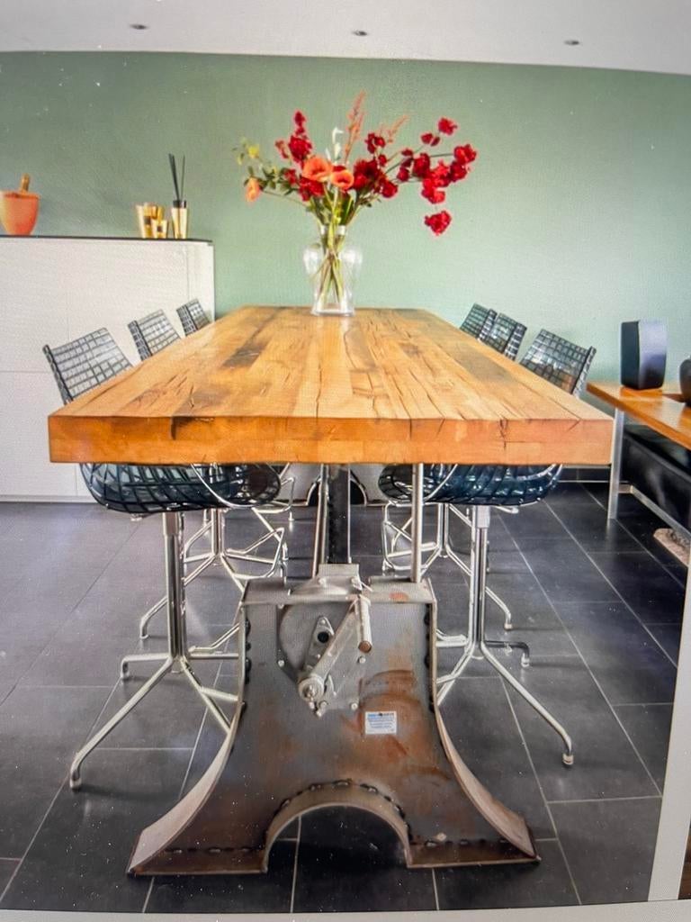 Eettafel zgan met barkrukken, Ophalen of Verzenden, Zo goed als nieuw, 75 cm of meer, 60 cm of meer