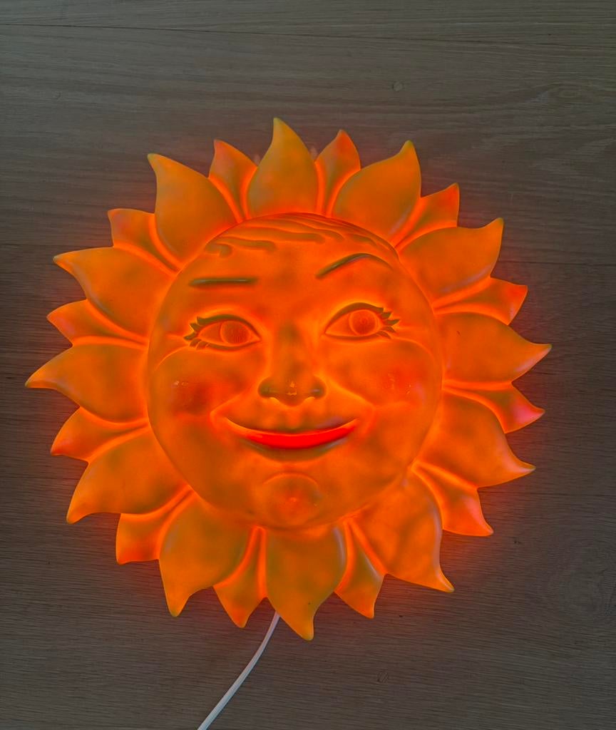 Vintage Heico Zon Wandlamp – Melek Fecht Design – Jaren 80, Ophalen of Verzenden, Zo goed als nieuw, Kunststof, Vintage - fantasie