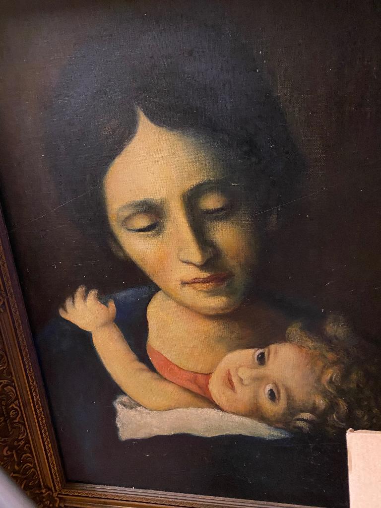 schilderij Madonna met kind in barokke lijst, Ophalen