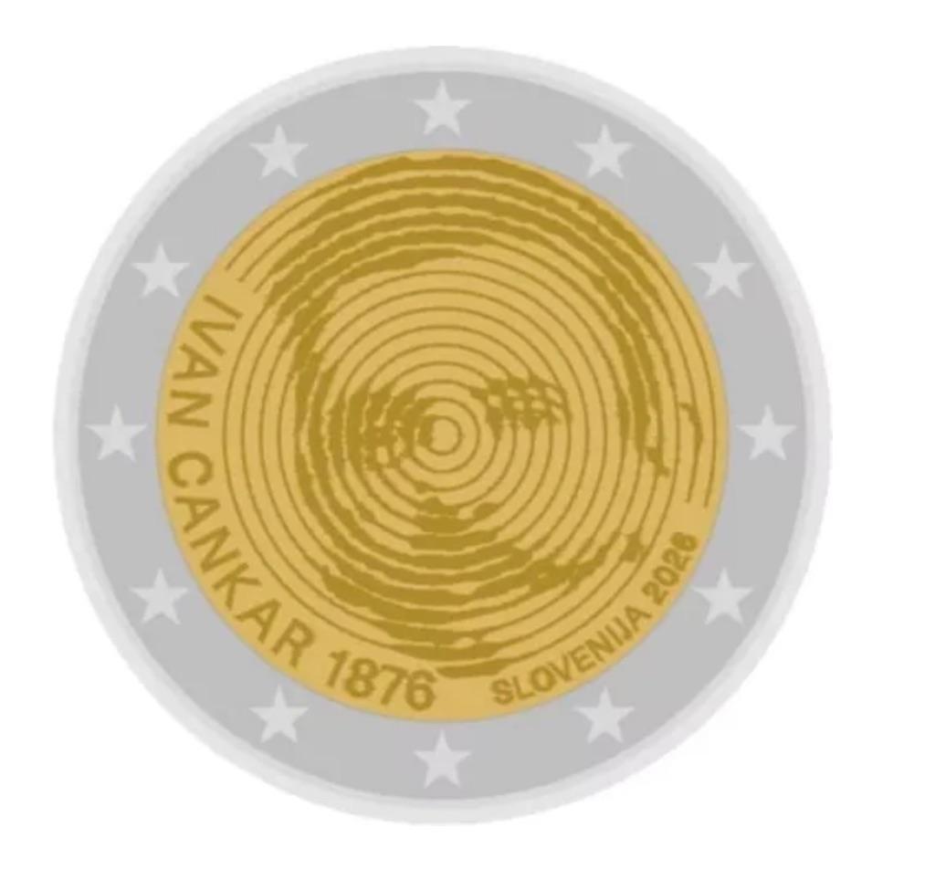 2 euro Slovenië “150e Geboortedag Ivan Cankar’’ UNC 2026, Verzenden, Slovenië, 2 euro, Losse munt