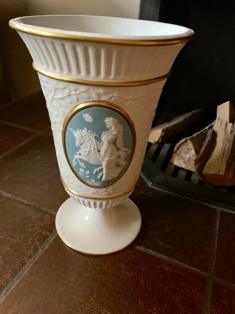 Lady of the unicorn porseleinen vaas Franklin Mint izgs, Ophalen of Verzenden
