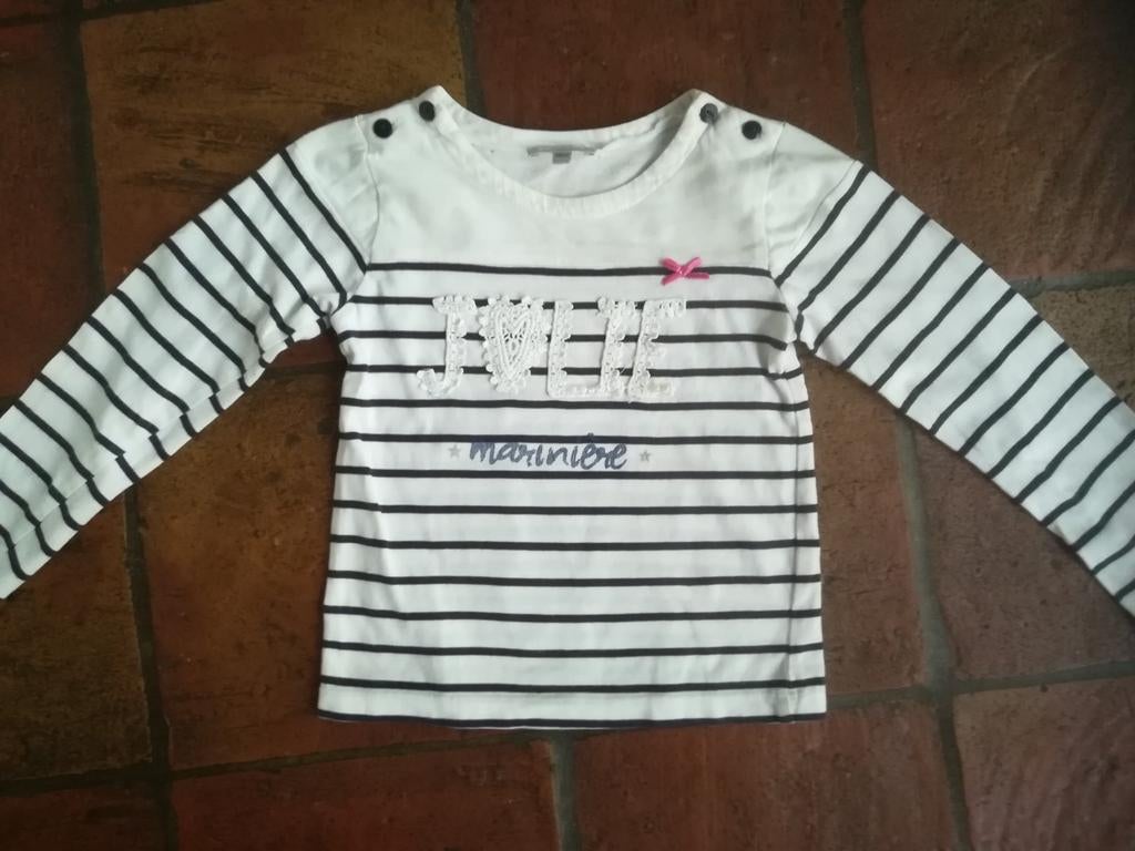 Leuk wit/blauw bretons gestreept shirtje. Grain le ble, 98l, Meisje, Grain le ble, Ophalen of Verzenden, Zo goed als nieuw