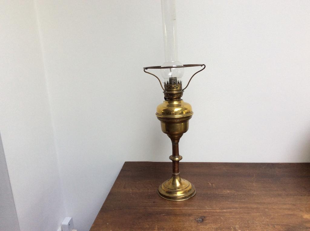 OLIELAMP hoogte 64 cm., Antiek en Kunst, Antiek | Kandelaars, Ophalen, Koper of Brons