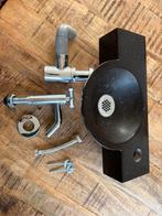 WC fontein van natuursteen, inclusief kraan en sifon, Doe-het-zelf en Verbouw, Sanitair, Ophalen, Zo goed als nieuw, Steen, Wastafel