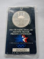 1984 olympic Dollar .9 Silver  Proof condition in blister, Ophalen of Verzenden, Noord-Amerika, Losse munt, Zilver