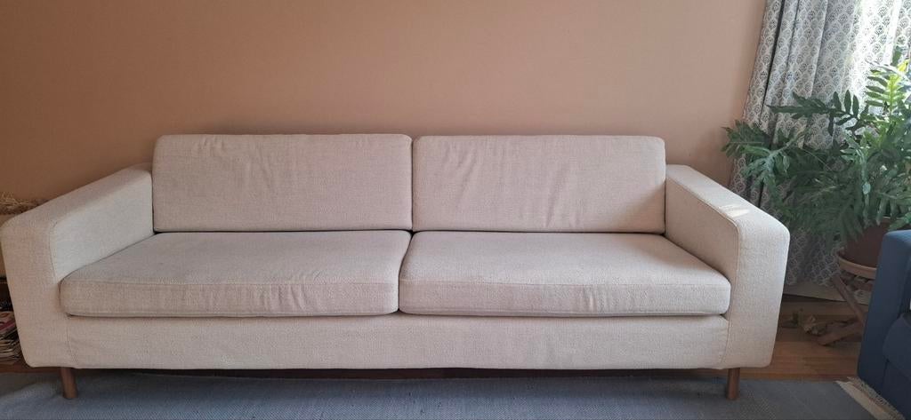 Comfortabele 2-zitsbank - Lichtbeige stof, Huis en Inrichting, Modern, Scandinavisch, 150 tot 200 cm, Driepersoons, 75 tot 100 cm