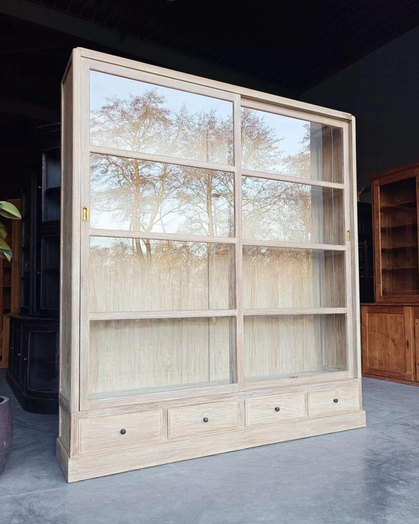 Chique vitrinekast | Demontabele servieskast teakhout #2705, Niet ingevuld, 200 cm of meer, Niet ingevuld, Ophalen of Verzenden