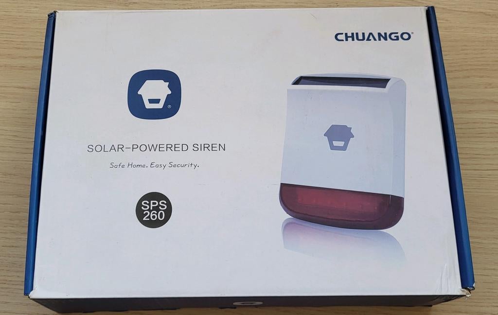 Sirene chuango sps260 Outdoor op zonne-energie  *nieuw* blue, Ophalen of Verzenden, Nieuw, Sirene, Overige soorten