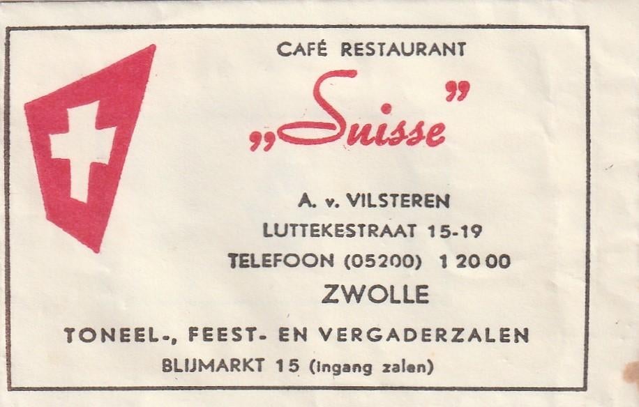 Suikerzakje #1023 : Suisse Zwolle, Verzamelen, Verzenden, Nederland