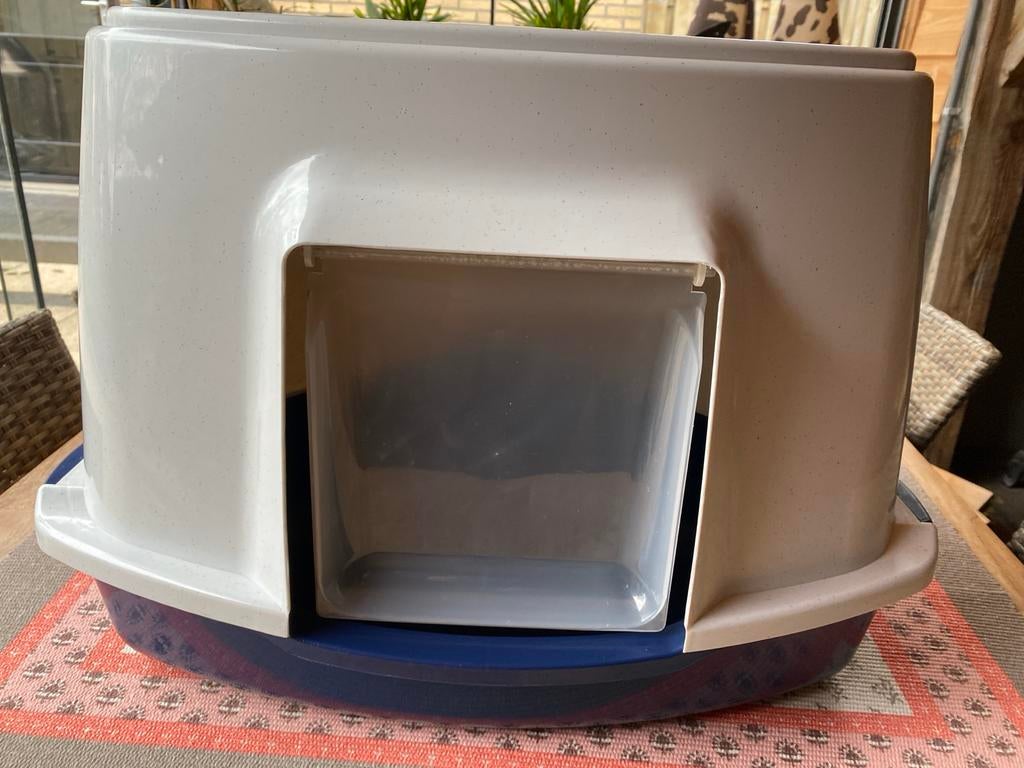 Kattenbak blauw grijs, Dieren en Toebehoren, Ophalen, Gebruikt, Gesloten
