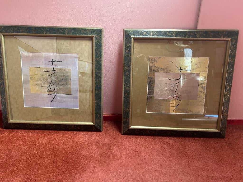 Mooi tweeluik met gouden lijst, Ophalen, Minder dan 50 cm, Gebruikt, 50 tot 75 cm