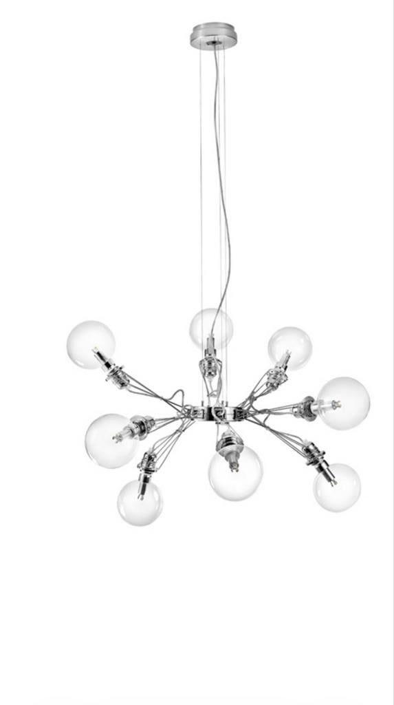 Matrix Otto Hanglamp met 9 Lichtpunten - Chroom en Glas, Ophalen of Verzenden, Zo goed als nieuw, Glas, 50 tot 75 cm