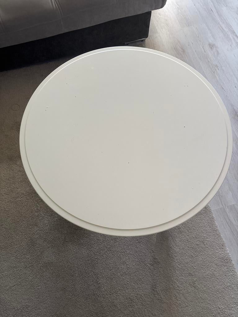 Witte ronde salontafel, Huis en Inrichting, Tafels | Salontafels, Ophalen, Gebruikt, Rond, 50 tot 100 cm