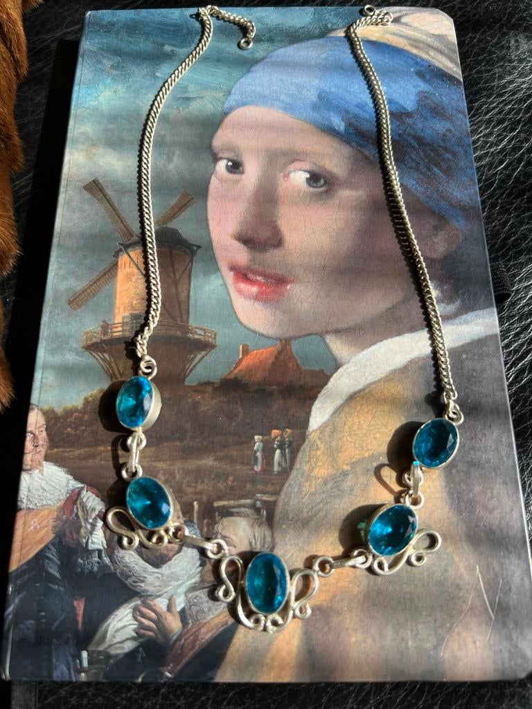 Ketting met blauwe stenen, Overige materialen, Gebruikt, Blauw, Ophalen of Verzenden