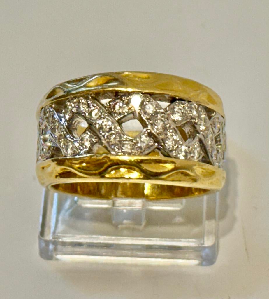 Exclusieve 18 karaat gouden ring 15 gram met 38 diamanten!, Sieraden, Tassen en Uiterlijk, Ringen, 18 tot 19, Ophalen of Verzenden