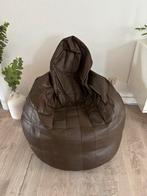 Vintage grote bruine leren poef, Ophalen, Zo goed als nieuw