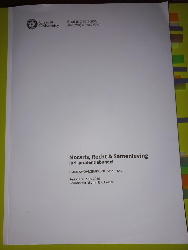 Jurisprudentiereader Notaris, Recht & Samenleving UU Jaar 2, Boeken, Ophalen of Verzenden, Gamma, Gelezen, WO