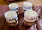 Set van 4 Vintage Richard Ginori Espresso Kopjes met Houders, Ophalen of Verzenden