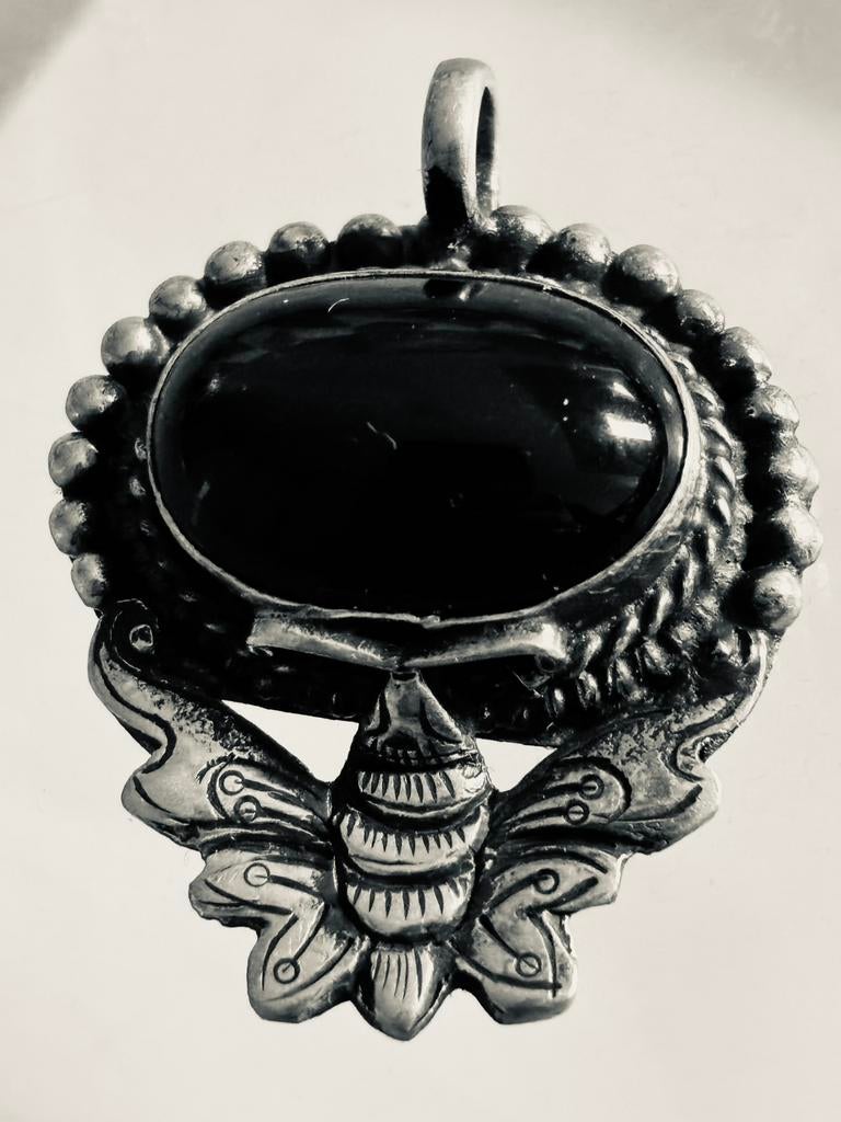 Zilveren hanger met zwarte Ster saffier, Verzenden, Gebruikt, Zilver