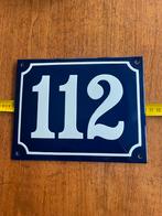 Huisnummer 112 zwaar geëmailleerd 20x15,5cm blauw/wit nieuw, Ophalen of Verzenden, Nieuw
