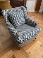 Dames oorfauteuil geruite stof blauw - Opknapper, Gebruikt, Minder dan 75 cm, Ophalen of Verzenden, 75 tot 100 cm