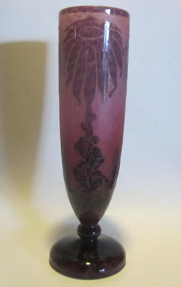Le Verre Francais cameo glas vaas, Schneider dahlia 31,5 H, Verzenden