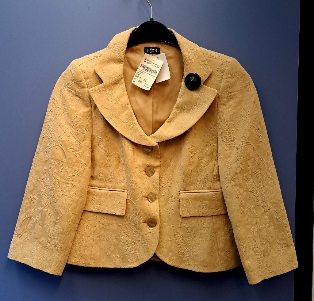 Leon nieuwe blazer 3/4 mouwen goud/beige barok 36 nr 38973, Kleding | Dames, ., Beige, Leon, Ophalen of Verzenden