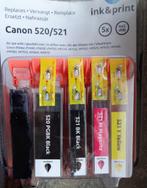 4 NIEUWE INKTPATRONEN VOOR EEN CANON 520 /521 PRINTER, Ophalen of Verzenden, Nieuw, Toner, CANON INK & PRINT