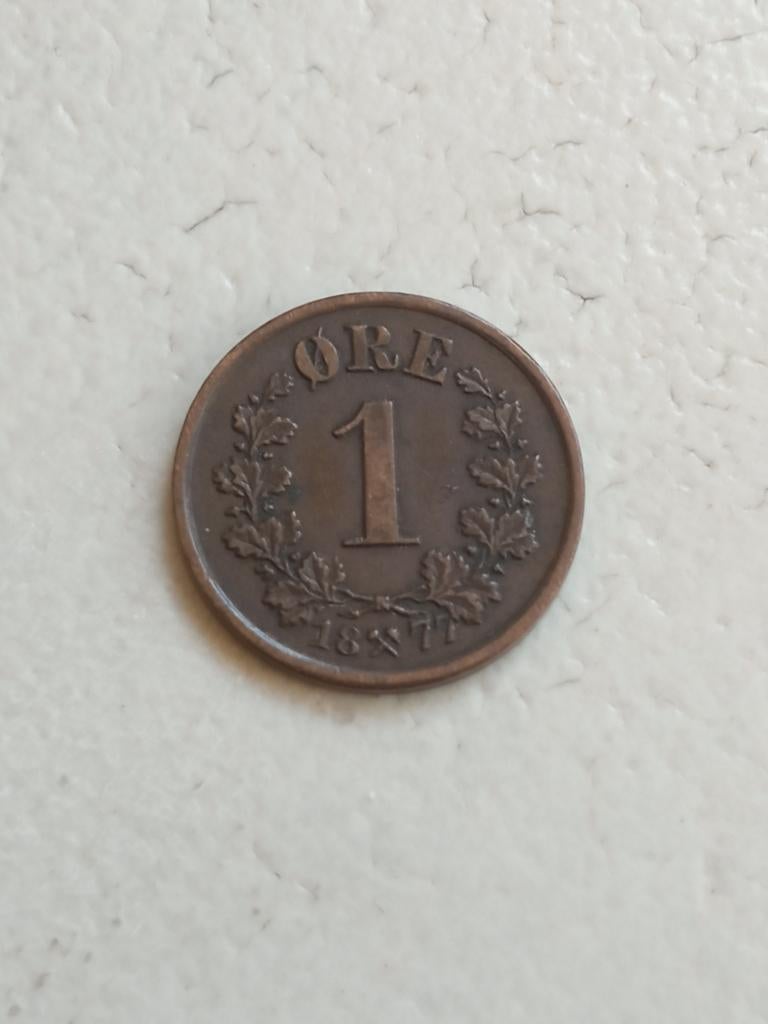 Noorwegen 1 ore 1877., Ophalen of Verzenden, Overige landen, Losse munt