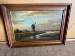Polderlandschap met molen, Antiek en Kunst, Kunst | Schilderijen | Klassiek, Ophalen of Verzenden