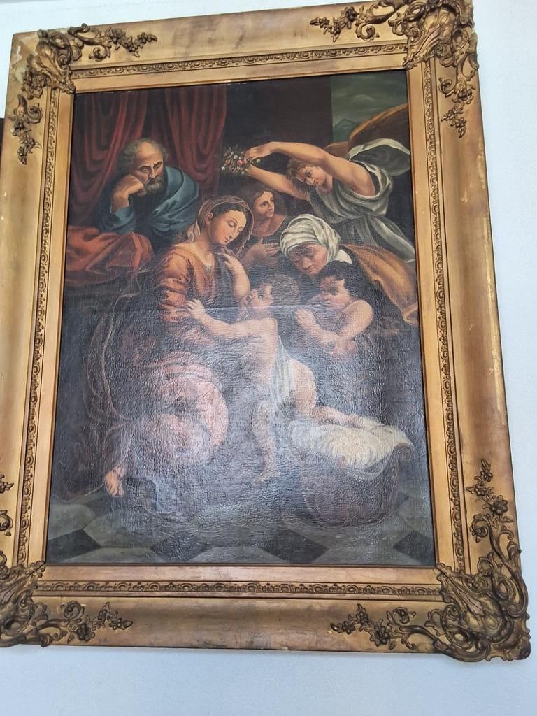 Oud Meester Schilderij: Heilige Familie met Engelen, Antiek en Kunst, Kunst | Schilderijen | Klassiek, Ophalen