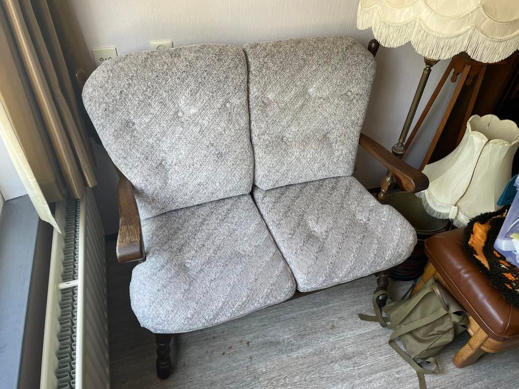 Vintage bankje met optioneel tafel en stoelen, Ophalen, Gebruikt, Minder dan 75 cm, Tweepersoons