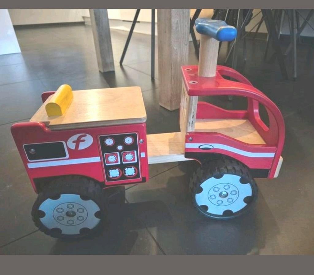 Houten brandweer loopauto voor kinderen 1-4 jaar, Ophalen, Gebruikt, Loopvoertuig