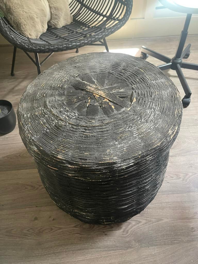 Oude donkergrijze leemmand, Huis en Inrichting, Ophalen, Gebruikt, Landelijk, Natuurlijk materiaal