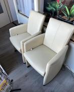 2 lederen kuipstoelen, Ophalen of Verzenden, Zo goed als nieuw, Minder dan 75 cm, 50 tot 75 cm