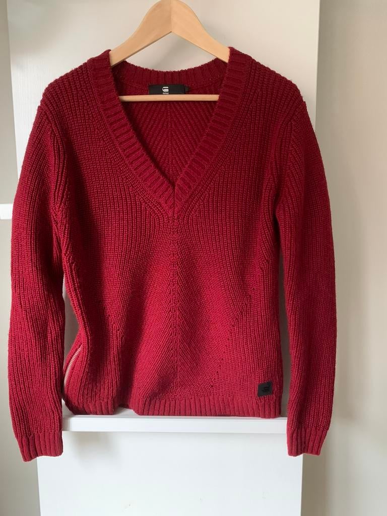 G-star wmn gebreide trui sweater knit V-hals maat S Rood, Ophalen of Verzenden, Maat 36 (S), Rood, G-STAR RAW