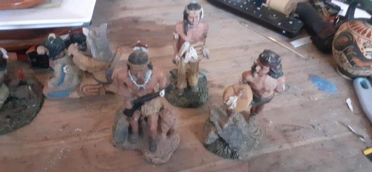 Set van 3 Indianen beeldjes - Decoratieve figuren, Verzamelen, Beelden en Beeldjes, Gebruikt, Mens, Ophalen of Verzenden