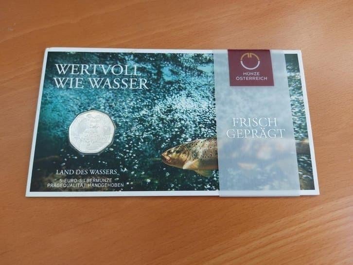 5 euro zilveren munt Oostenrijk Land des Wassers 2013 ZILVER, Postzegels en Munten, Oostenrijk, Zilver, Ophalen of Verzenden, 5 euro