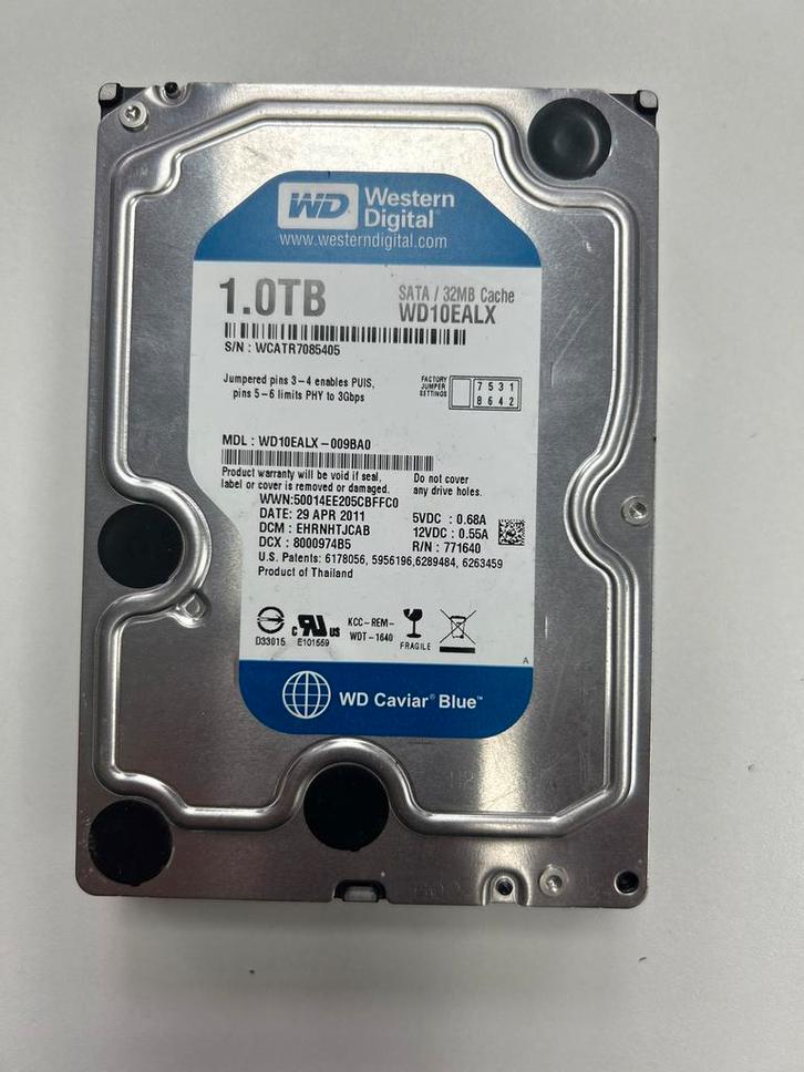 Western Digital WD Caviar Blue 1TB SATA HDD, Computers en Software, Harde schijven, Gebruikt, Server, Intern, HDD, SATA, Ophalen of Verzenden
