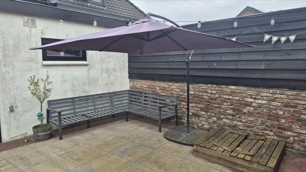 Zweefparasol, Tuin en Terras, Parasols, Gebruikt, Zweefparasol, 2 tot 3 meter, Kantelbaar, Ophalen