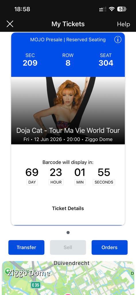 Doja Cat Amsterdam Ziggo Dome Concert Ticket for Sell, Tickets en Kaartjes, Concerten | Overige, Eén persoon, Juni