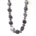 Vintage kralen collier van natuurlijke grijze agaat, 80cm., Sieraden, Tassen en Uiterlijk, Kettingen, Ophalen of Verzenden, Zo goed als nieuw