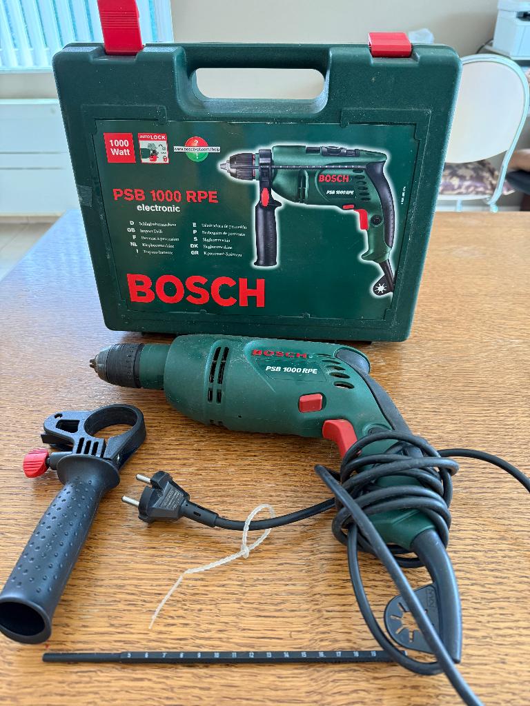 Bosch PSB 1000 RPE klopboormachine 1000W + koffer, Doe-het-zelf en Verbouw, Gereedschap | Boormachines, Ophalen, Gebruikt, Boormachine