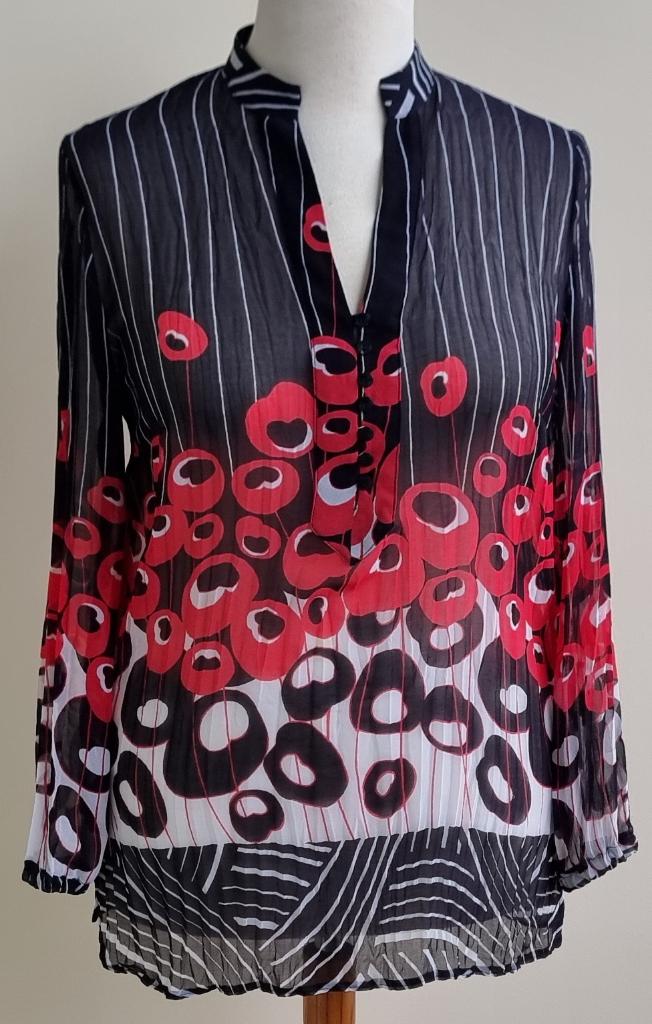 Gerry Weber zwart/rode blouse mt. M, Kleding | Dames, Blouses en Tunieken, Zo goed als nieuw, Maat 38/40 (M), Zwart, Ophalen of Verzenden