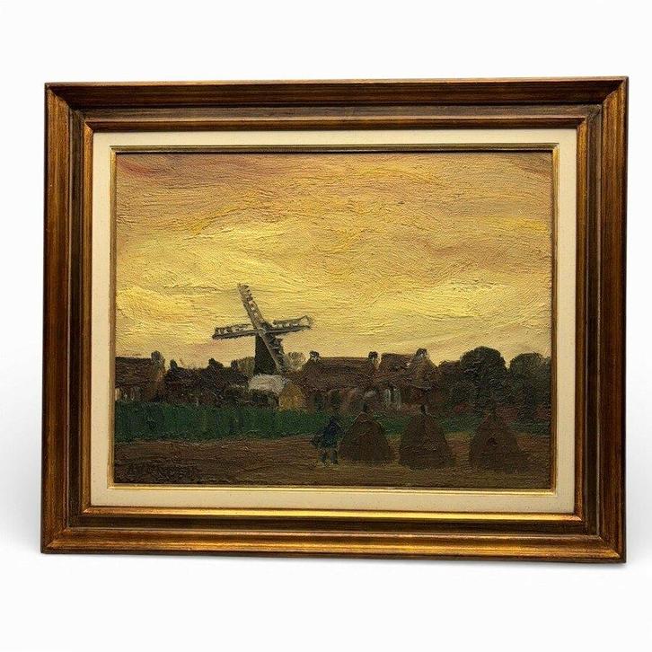 Alfons Vermeir (1905-1994) - landschap met molen, Antiek en Kunst, Kunst | Schilderijen | Klassiek, Ophalen of Verzenden