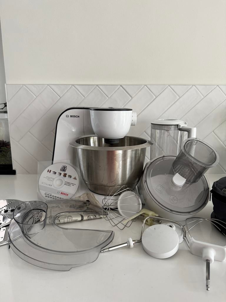 Bosch MUM52120 Keukenmachine MUM5 - Wit/Zwart, compleet, Ophalen of Verzenden, Gebruikt, 3 snelheden of meer