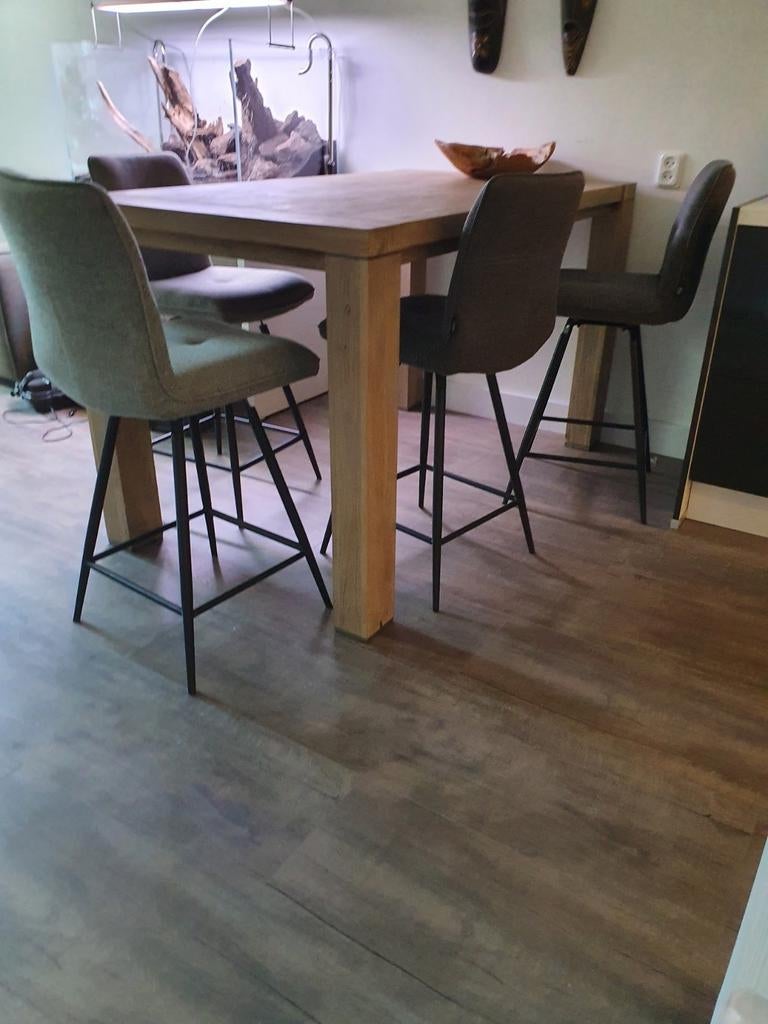 Bartafel BUCKLEY Henders en Hazel + 4 Barstoelen, Ophalen, 100 tot 150 cm, 50 tot 100 cm, Zo goed als nieuw