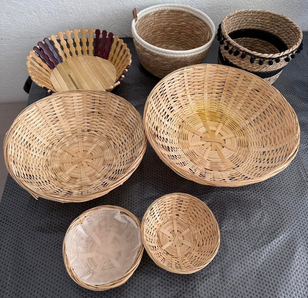 Diverse manden/baskets - per stuk te bieden, Ophalen, Gebruikt, Mand, Rond