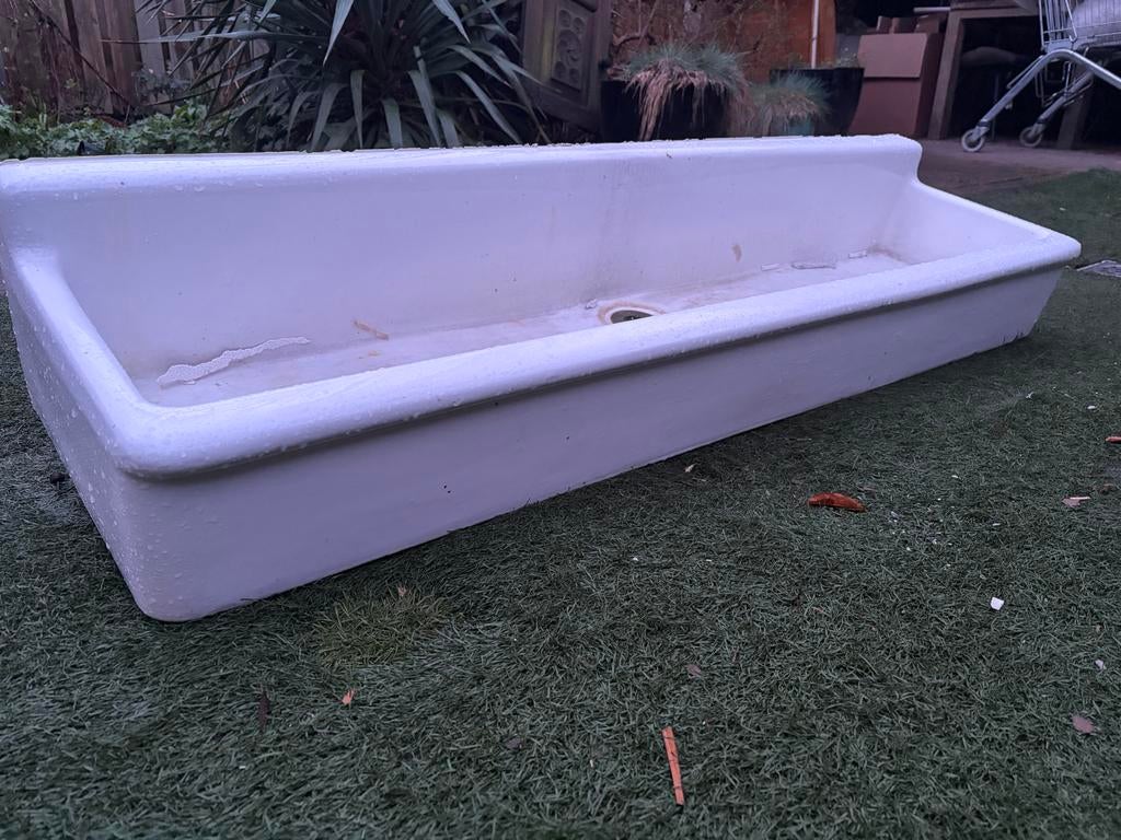 Vintage wasbak 150x38x25 cm - Exclusief onderstel, Ophalen, Gebruikt, Wastafel